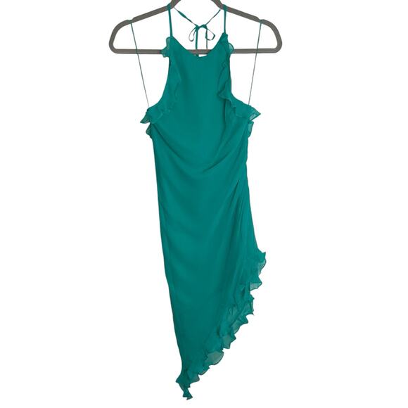 Amanda Uprichard Kalyn Dress Mini 100% Silk Asymmetric Ruffle Party Cocktail XS - Picture 4 of 9